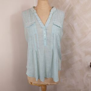 XL Ava & Grace Sleeveless Green Stripe Blouse